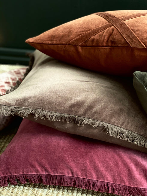 Freya, Cushion Cover, H50xW50cm, Plum, Fringes
