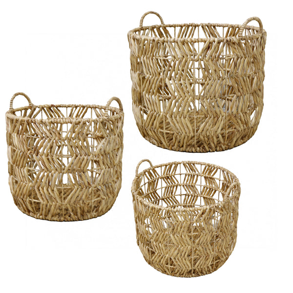 Nettle, Basket, dia49/43/38x H 45/41/38 cm Natural