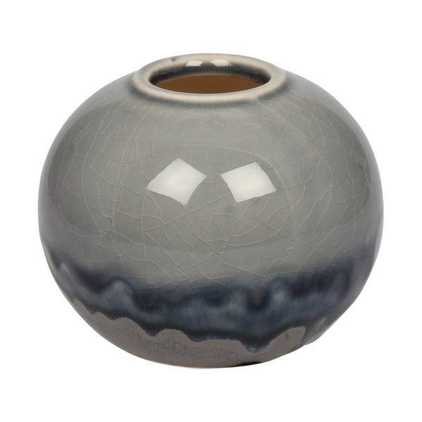 Rumble, Vase, dia10.5xH9 cm, Blue/Dark Silver