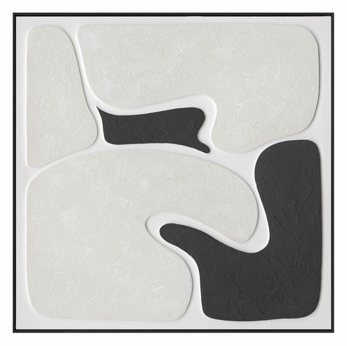 Carta, Painting, H90xW90xD4,5cm, Black/White