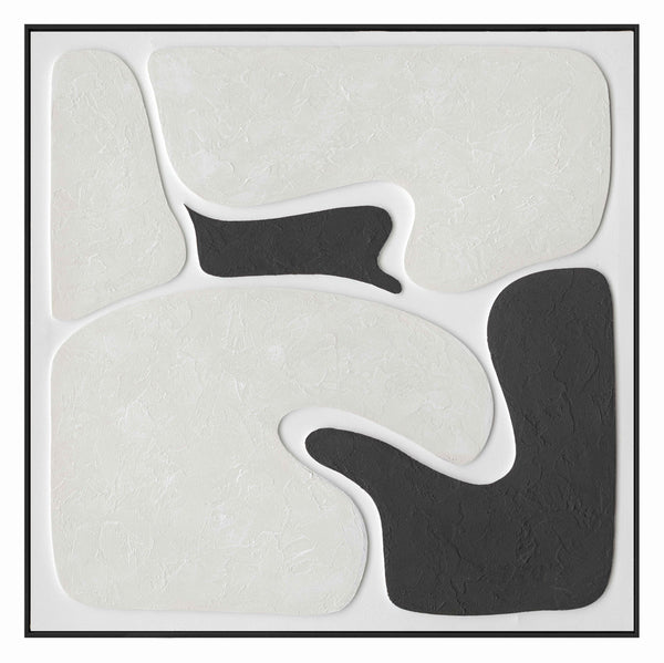 Carta, Painting, H90xW90xD4,5cm, Black/White