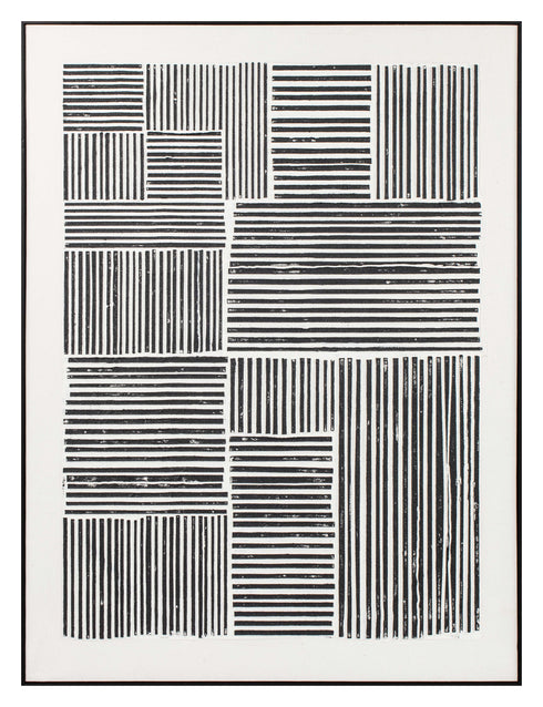 Stripes, Painting, H120xW90xD3,8cm, Black