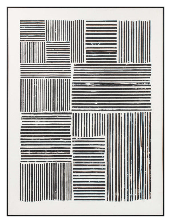 Stripes, Painting, H120xW90xD3,8cm, Black