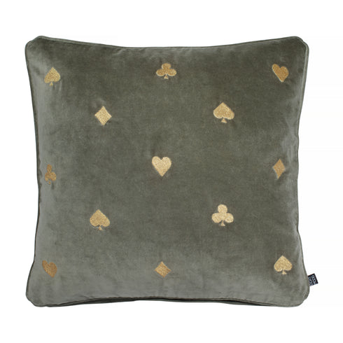 Aces, Cushion Cover, H50xW50cm, Dark Green, Piping