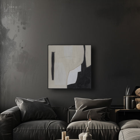 Madre, Hand Painting, H100xW100xD3,8cm, Black/White