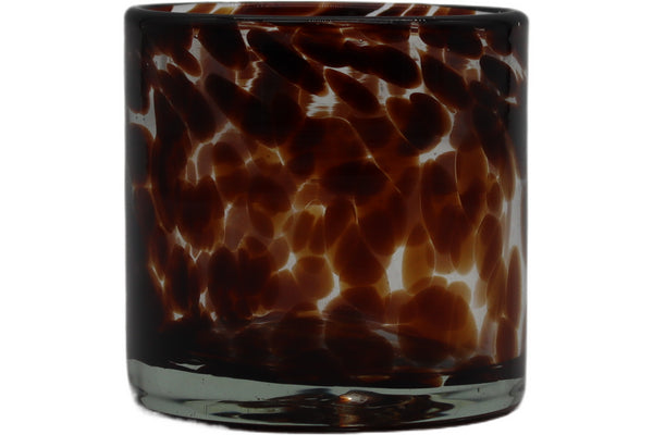 Hana, Candle holder, dia8xH8cm, White/Brown