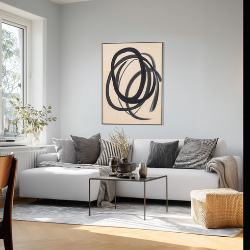 Circles, Painting, H100xW80xD3,8cm, Black(Brown