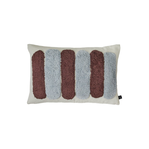 August, Cushion Cover, H40xW60cm, Natural Beige/Sky Blue/Maroon