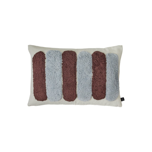August, Cushion Cover, H40xW60cm, Natural Beige/Sky Blue/Maroon