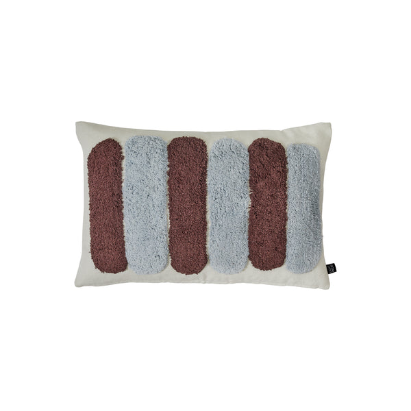 August, Cushion Cover, H40xW60cm, Natural Beige/Sky Blue/Maroon