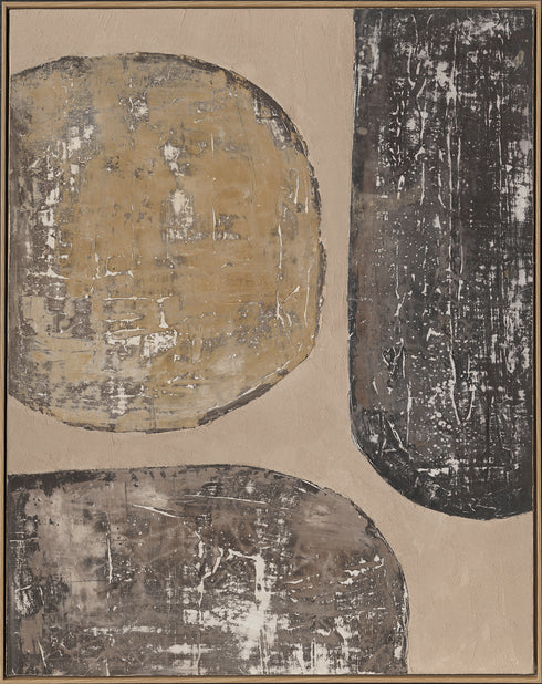 Flare, Painting,H100xW80xD3,8cm, Grå/Svart/ kombi