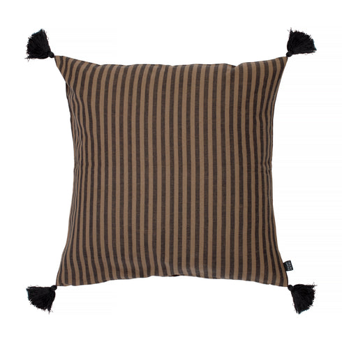 Arild, Cushion Cover, H60xW60cm, Black/Tobacco, Thassels