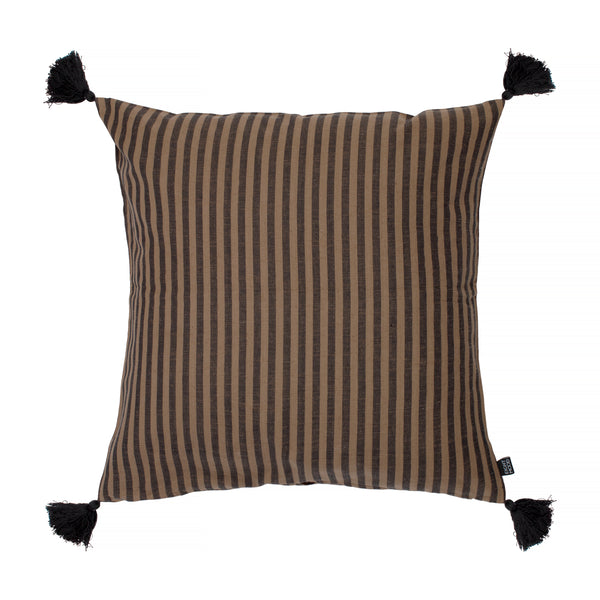 Arild, Cushion Cover, H60xW60cm, Black/Tobacco, Thassels