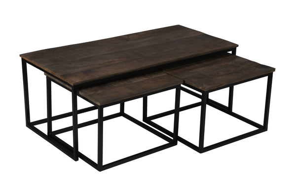 GEO 1006G, Coffee Table Nest, Solid Mango French Grey