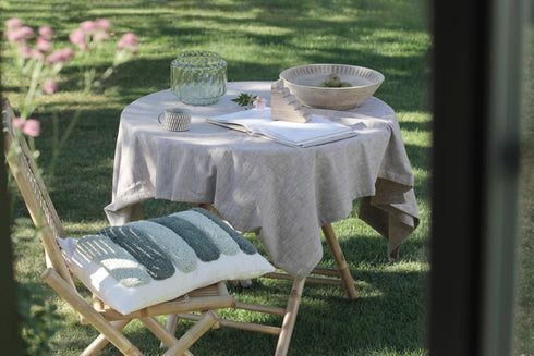 August, Cushion Cover, H40xW60cm, Natural Beige/Green