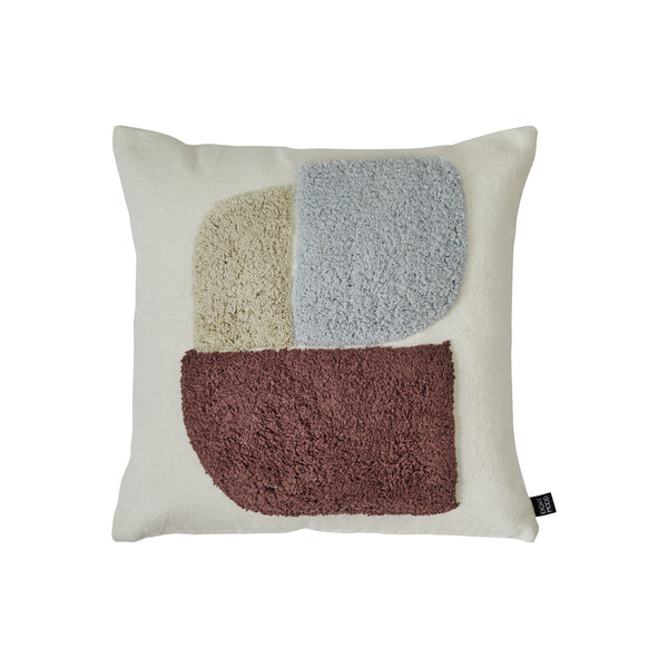 Alba, Cushion Cover, H45xW45cm, Natural Beige/Sky blue/Maroon