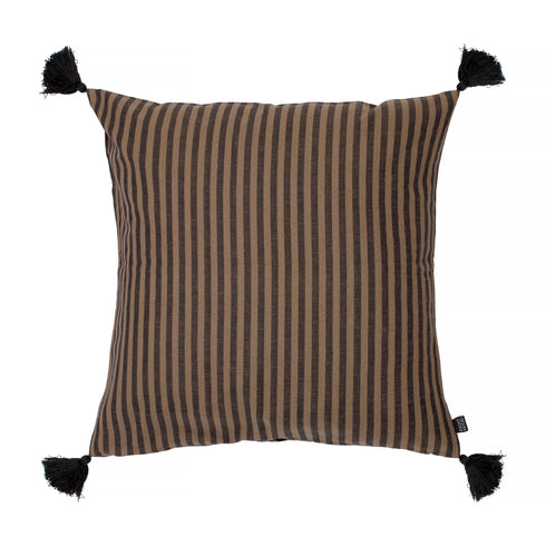 Arild, Cushion Cover, H60xW60cm, Black/Tobacco, Thassels