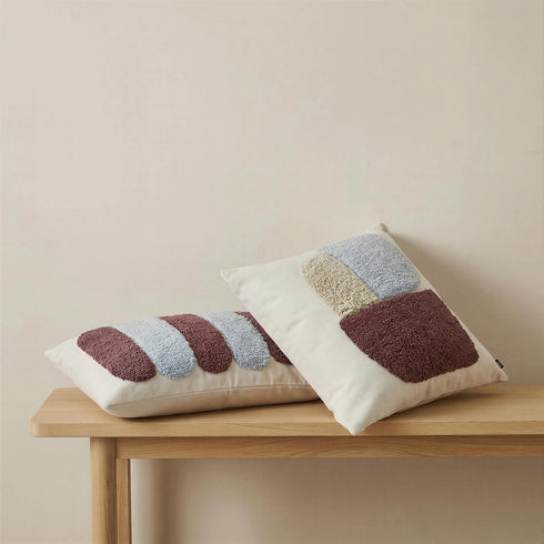 Alba, Cushion Cover, H45xW45cm, Natural Beige/Sky blue/Maroon