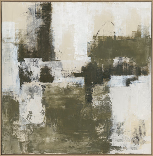 Fog, Painting, H100xW100xD3,8cm, Emerald/Plant Green/Monstera Green