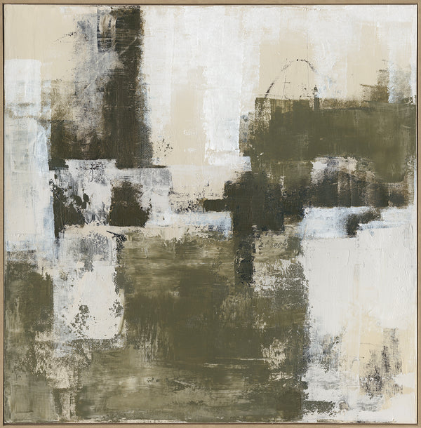 Fog, Painting, H100xW100xD3,8cm, Emerald/Plant Green/Monstera Green