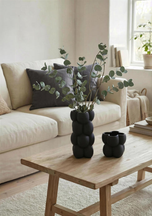 Limestone, Vase, dia18xH36xW18cm, Black (svart)