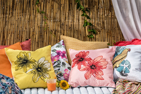 Loca, Cushion Cover, W50xL50cm, Green/Pink/Yellow,