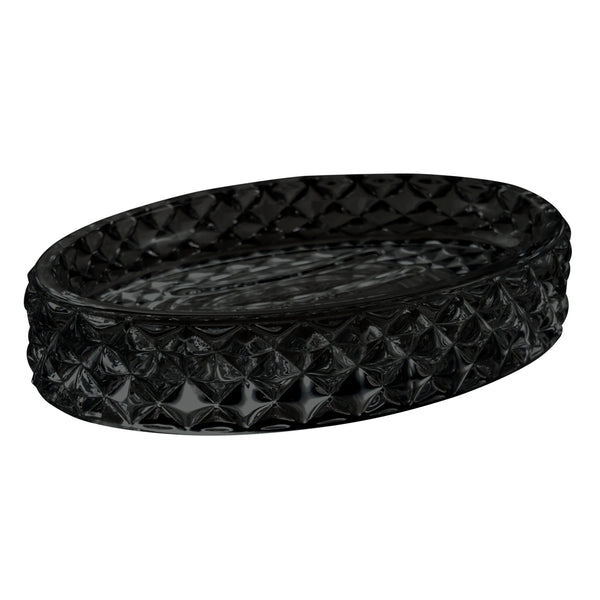 Diamante, Soap Dish, H2.5xW12.5xD8.4cm, Black