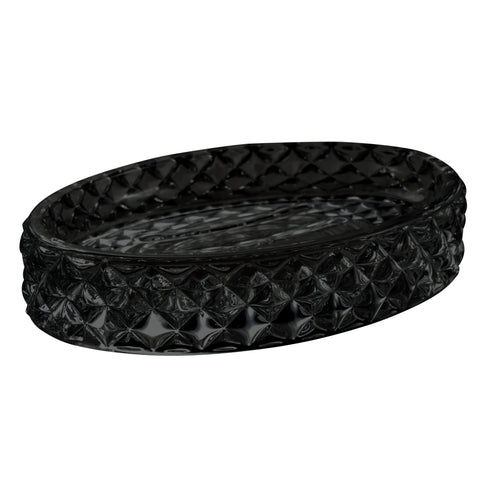Diamante, Soap Dish, H2.5xW12.5xD8.4cm, Black