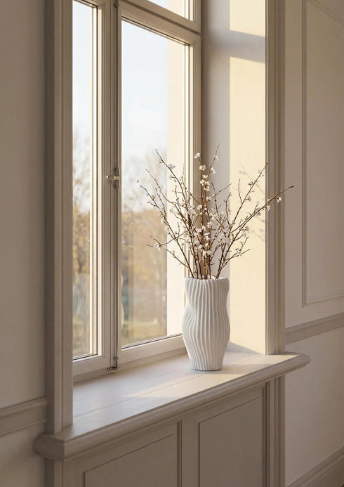 Stonehaven, Vase, dia17xH32.5cm, White