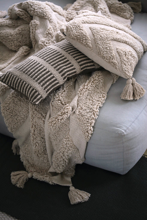 Bohemian, Cushion Cover, H45xW45cm, Natural, Thassels