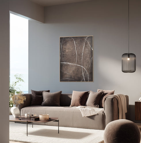 Rowan, Painting, H120xW90xD3,8cm, Black/White