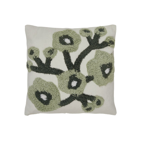 Poppy, Cushion Cover, H45xW45cm, Natural Beige/Green/White
