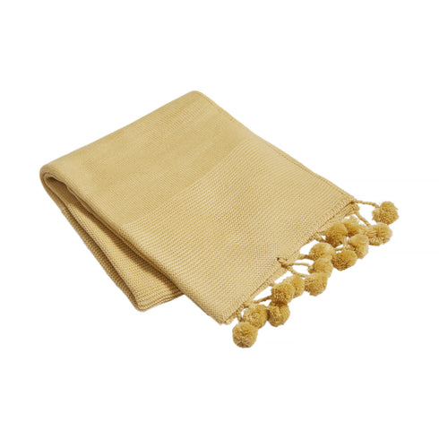Valencia, Throw, H130xW150cm, Honey, Pom Poms