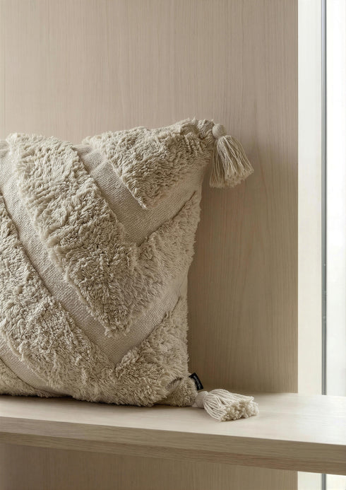Bohemian, Cushion Cover, H45xW45cm, Natural, Thassels