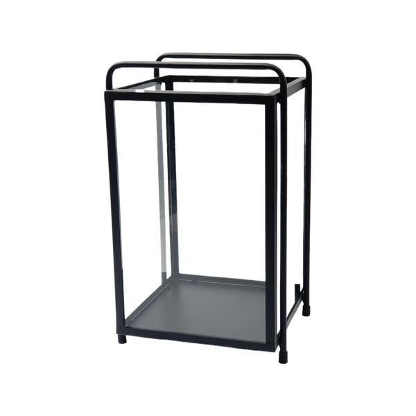Villum, Lantern, H35xW21.5xD20cm, Black/Clear glass