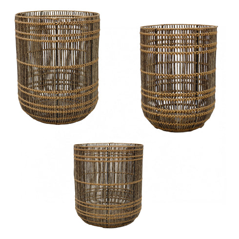 Fold, Basket, dia44/36/30xH50/45/40cm, Brown