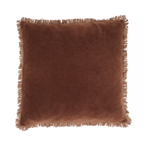 Freya, Cushion Cover, H50xW50cm, Cognac, Fringes
