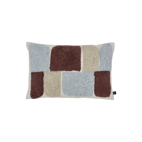 Alba, Cushion Cover, H40xW60cm, Natural Beige/Sky blue/Maroon