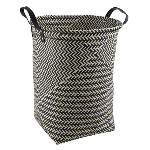 Alina, Laundry basket, Black/White, 40xH50cm