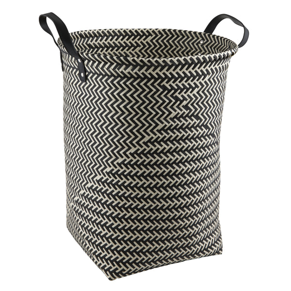 Alina, Laundry basket, Black/White, 40xH50cm