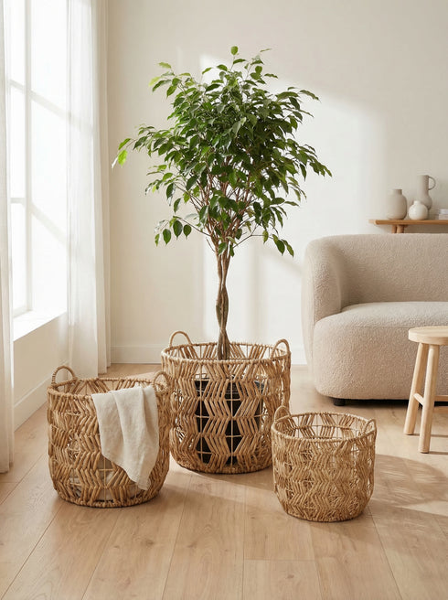 Nettle, Basket, dia49/43/38x H 45/41/38 cm Natural