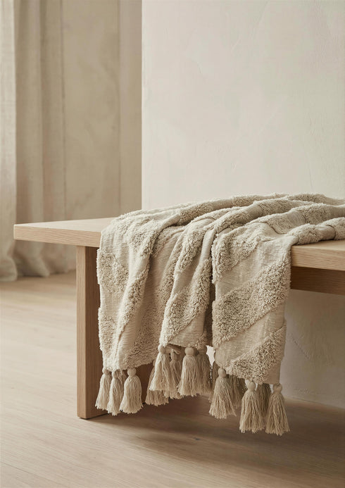 Bohemian, Throw, W130xL150 cm, Natural, Thassel