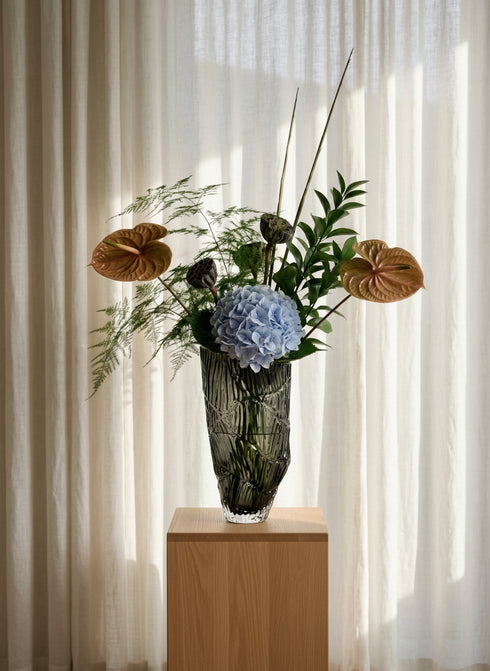 Adela, Vase, dia16,6xH32cm, Dark Grey (mörkgrå)/Elephant Grey/Dk Grey Melange