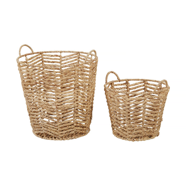 Braid, Basket, dia46xH50cm/dia36xH35cm, Natural