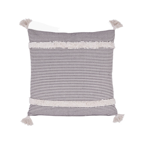 Millia, Cushion Cover, H60xW60cm, White/Black, Thassels