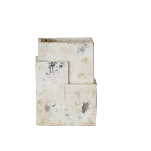 Cube, Pot, H26xW18.5xD14.5cm, Patina White