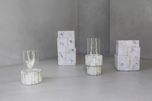 Cube, Pot, H26xW18.5xD14.5cm, Patina White